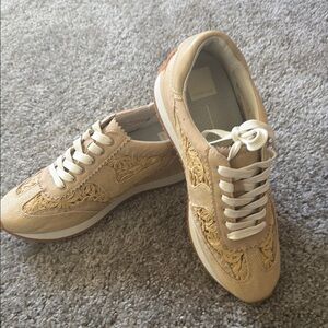 Dolce Vita Beige Lace-Detail Sneakers